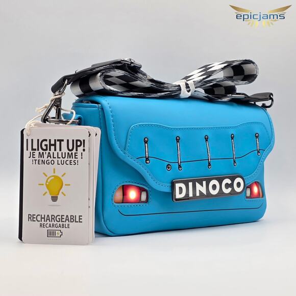 Loungefly Disney Pixar Cars Lightning McQueen Dinoco Light-Up Crossbody Bag New - Picture 2 of 4